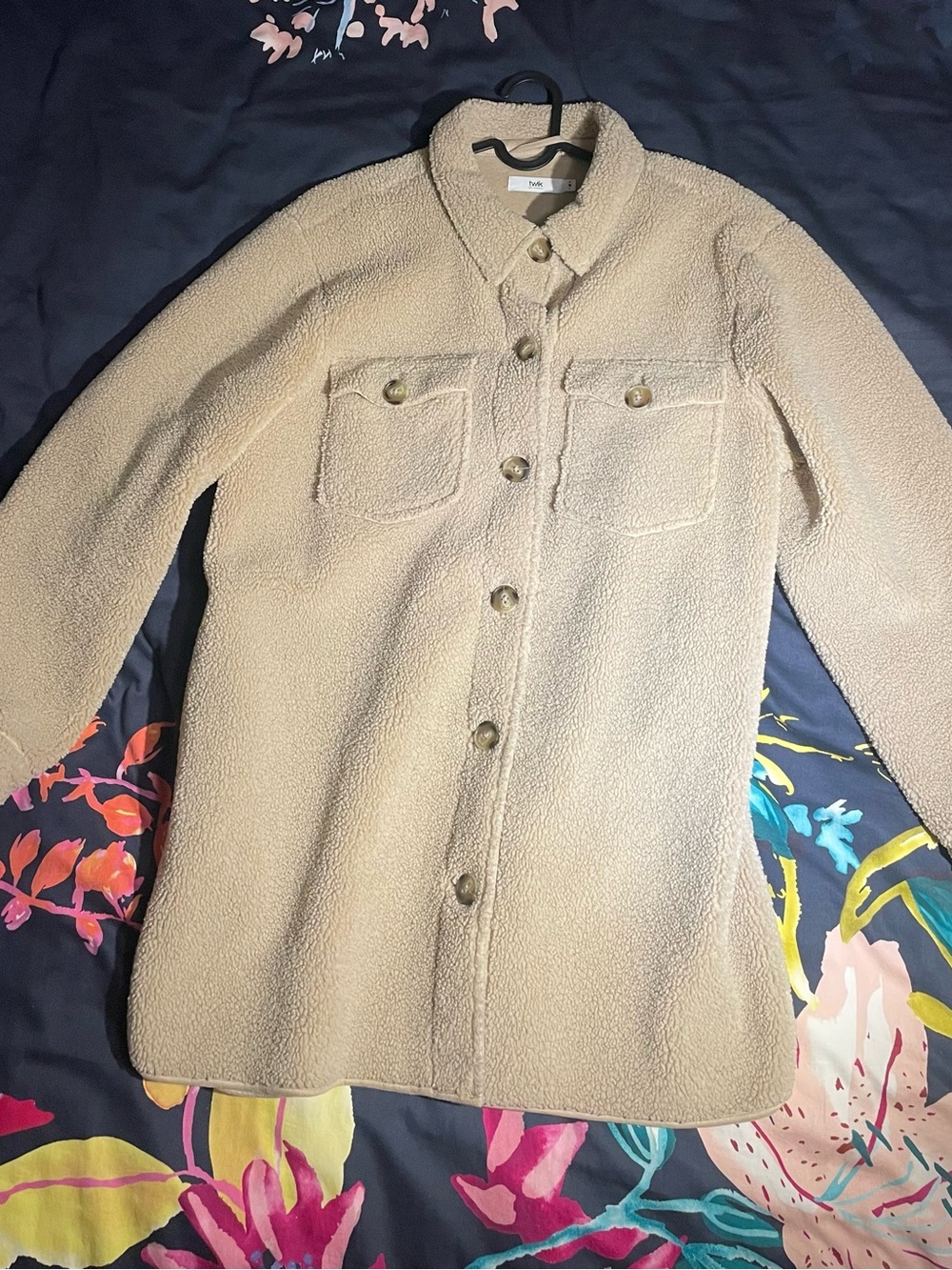Cream Teddy Sherpa Shacket from Twik - Simons